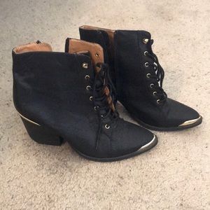 Black lace up booties